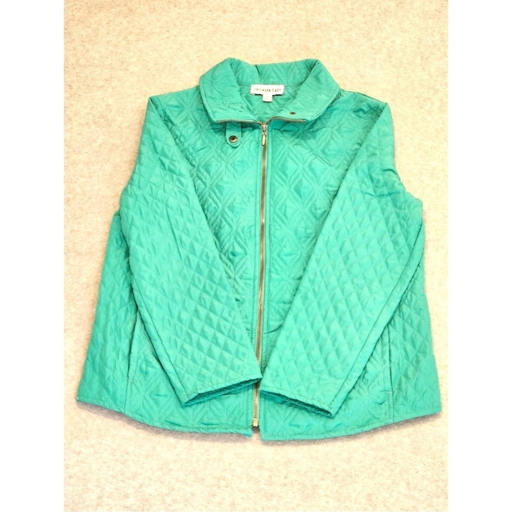 SOUTHERN LADY | Teal Green Quilted Full-Zip Lightweight Jacket - Size S - Picture 2 of 14